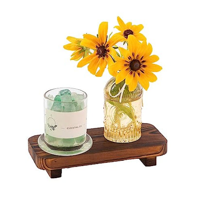 FLYIEE Wood Risers for Decor Display, Bathroom Counter Sink Decor, Dish Soap Tray Wood Tray for Kitchen Counter, Small Wooden Soap Stand, Wood Soap Pedestal, Soap Dispenser Stand Modern Farmhouse