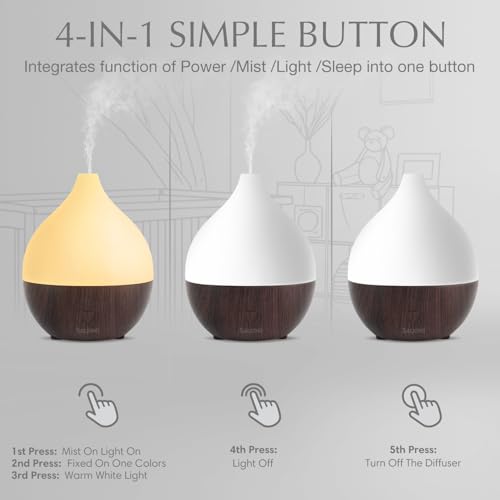SALKING Essential Oil Diffuser 2 Pack, 100ml Ultrasonic Diffuser for Home | Dark, Cool Mist Humidifier, Auto Shut-Off, Aromatherapy Diffusers for Essential Oils, Warm White Lights,Quiet, Bedroom,Office - color: Dark Set of 2