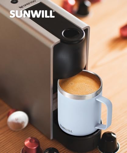 SUNWILL Travel Coffee Mugs Set of 4, Insulated Tumbler with Lid, 14 oz Stainless Steel Cup with Handle Bulk for Gift, Camping, Office, Powder Coated Orchid, Iceberg, Mint, Sakura - color: Powder Coated Orchid & lceburg & Mint & Sakura