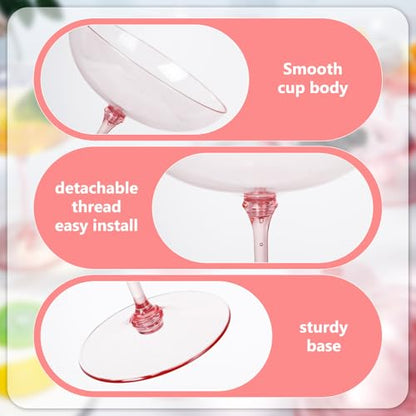 LemonRoad 24 Pcs Plastic Coupe Glasses 9 oz Disposable Martini Glasses for Cocktails, Champagne, Desserts and Espresso, Drinkware Set for Weddings, Birthday Parties, Home Bars (Pink) - color: Pink