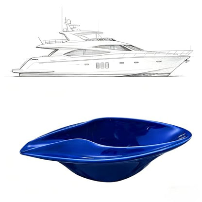 Ceramic Decorative Ashtray Luxury Yacht-Inspired,Glossy Blue Design for Men | Modern Catchall Tray with Single Secure Slots for Home Décor, Office, Indoor, Outdoor