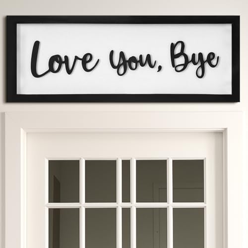Ripeng 3D Love You Bye Sign Wooden Entryway Hallway Decor, Above Door Modern Boho Plaque Bible Verse Christian Wall Art Decor for Family Living Room Bedroom, 15.7" x 5.9" - style: Love You Bye