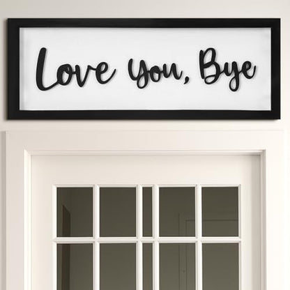 Ripeng 3D Love You Bye Sign Wooden Entryway Hallway Decor, Above Door Modern Boho Plaque Bible Verse Christian Wall Art Decor for Family Living Room Bedroom, 15.7" x 5.9" - style: Love You Bye