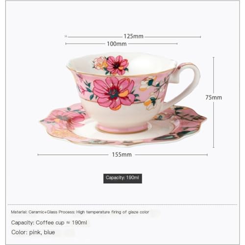 Coffee Cup Set Ceramic Coffee Cup and Saucer Flower Tea Cup Afternoon Tea Set Creative Gift Box Gift