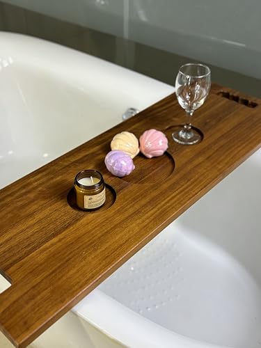 Wood Bathtub Tray with Handles – 35 x 12 Inch Large Luxury Bath Caddy