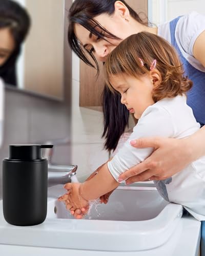 BosilunLife Lotion Pump Dispenser for Kitchen, Bathroom Countertop | Matte Black Soap Dispenser Bathroom Ceramic Dish Liquid Soap Dispenser - color: Black-1 Pack
