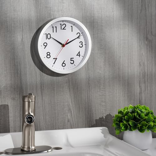 AKCISOT 8 Inch Wall Clock, Silent Battery Operated Analog Clock, Silver | Small Size | Bedroom | Office | Kitchen | Bathroom | Classroom | Modern | Easy to Read - color: B_silver, size: 8 Inch