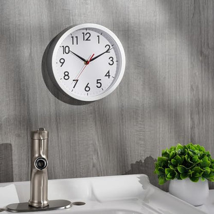 AKCISOT 8 Inch Wall Clock, Silent Battery Operated Analog Clock, Silver | Small Size | Bedroom | Office | Kitchen | Bathroom | Classroom | Modern | Easy to Read - color: B_silver, size: 8 Inch
