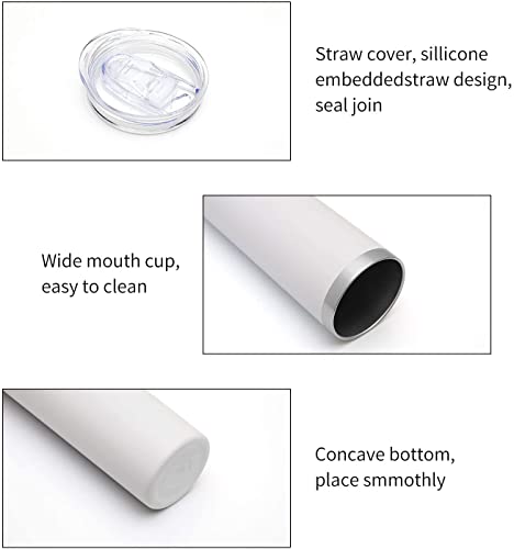HASLE OUTFITTERS 20 oz Skinny Tumblers Bulk Set, Stainless Steel Insulated Slim Tumblers with Lids, Reusable Double Wall Travel Coffee Mugs, Durable Powder Coated Travel Water Cups(White, 12) - color: White, size: 20 oz (12 Count)
