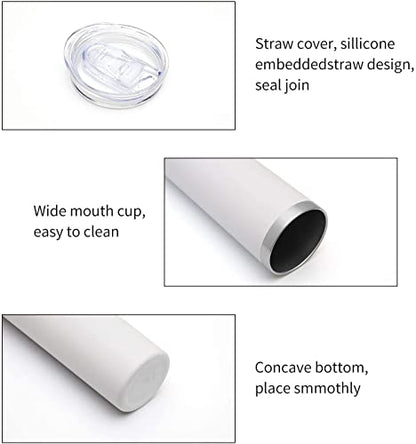 HASLE OUTFITTERS 20 oz Skinny Tumblers Bulk Set, Stainless Steel Insulated Slim Tumblers with Lids, Reusable Double Wall Travel Coffee Mugs, Durable Powder Coated Travel Water Cups(White, 12) - color: White, size: 20 oz (12 Count)
