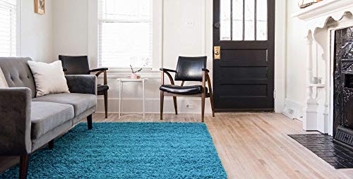 Unique Loom Solid Shag Collection Area Rug (2' x 3' 1" Rectangle, Turquoise) - color: Turquoise, size: 2' x 3'1" (Rectangular)