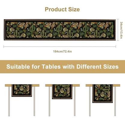 Day of The Dead Table Runner, Dia De Los Muertos Mexican Halloween Sugar Skull Cactus Table Runner for Home Kitchen Dining Table Holiday 13x36in - color: Mexican-1, size: 13x36in
