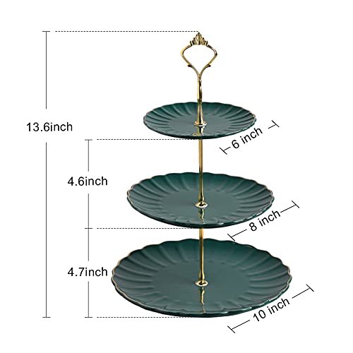 Sweejar 3 Tier Ceramic Cake Stand Wedding, Dessert Cupcake Stand for Tea Party Serving Platter (Turquoise) - color: Turquoise