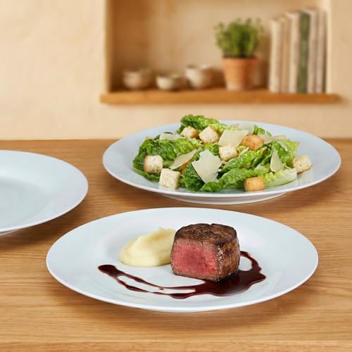 10.5" Round Dinner Plates Set of 4, White Ceramic Plates for Dinner, Salad, Appetizer & Dessert, Microwave, Dishwasher Safe Dinnerware for Kitchen, Perfect to Party Wedding Birthday & Christmas Dishes - color: Round 10.5"