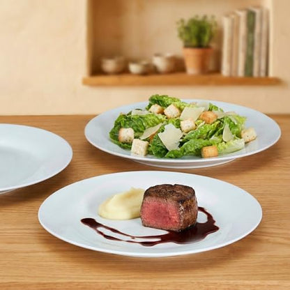 10.5" Round Dinner Plates Set of 4, White Ceramic Plates for Dinner, Salad, Appetizer & Dessert, Microwave, Dishwasher Safe Dinnerware for Kitchen, Perfect to Party Wedding Birthday & Christmas Dishes - color: Round 10.5"