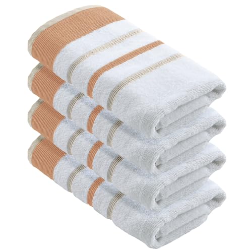 Great Bay Home Decorative Hand Towel Set - Cotton 4 Pack 26x16 Hand Towel Set - Durable Towels for Bathroom Decor (Clay/Taupe) - color: Clay / Taupe, size: Hand Towel (Pack of 4)