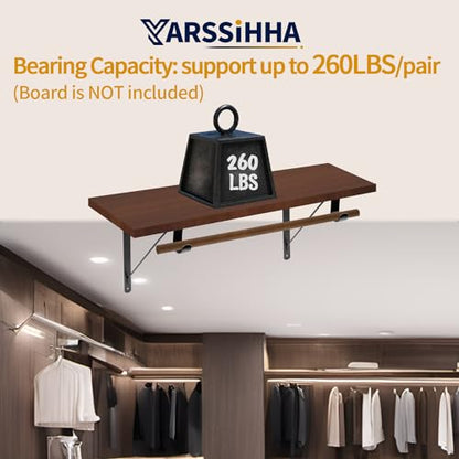 Yarssihha 4 Pack Closet Rod Bracket, 12 x 10.4 Inch Wall Mounted Closet Shelf Bracket, Black Closet Rod Support Bracket with Screws - style: Black-4 pack