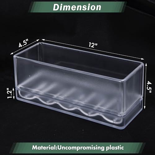 D'vine Dev 2-Pack Rectangular Planters, 12 x 4.5 in, Clear, 76-X-D-2 | Minimalist Design, Large Planting Capacity, Drainage Holes & Saucer, Thick-Walled Durable Build, Ideal for Windowsills - color: Clear