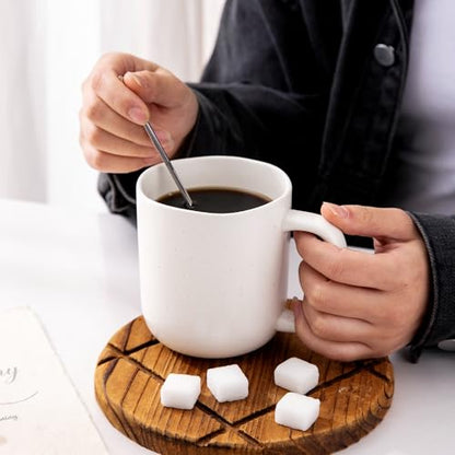AmorArc 14oz Coffee Mugs Set of 6, Speckled Ceramic Coffee Mugs with Large Handle & Wavy Rim for Latte/Hot Cocoa/Tea, Coffee Cups for Men Women. Oven, Dishwasher&Microwave Safe, Speckled White - color: Off White-Speckled