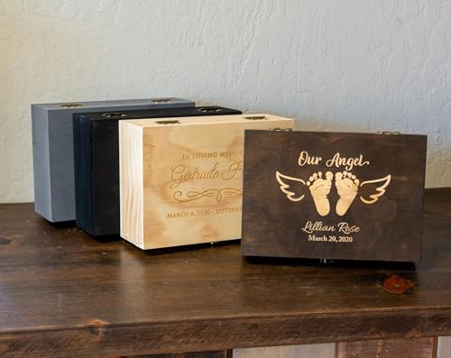 Personalized Memorial Keepsake Box - Custom Engraved Wooden Memory Box for Remembrance Sympathy Gift for Loss of Loved One - Funeral Urn Box for Ashes, Photos, Mementos - Customized Gifts - style: 9. Memorial Designs