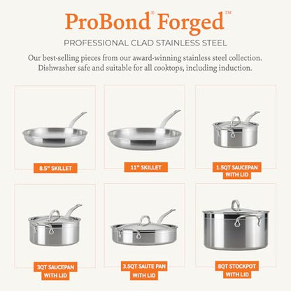 Hestan - ProBond Collection - Professional Clad Stainless Steel 10-Piece Ultimate Cookware Set, Induction Cooktop Compatible - style: 10 Piece