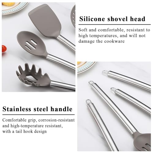 Kitchen Utensils Set, Kyraton 38 Piece Silicone kitchen Cooking Utensils Set with Utensil Rack, Spoon Spatula Set, Non-Stick kitchen Gadgets, Dishwasher Safe - color: 1. With Utensil Holder