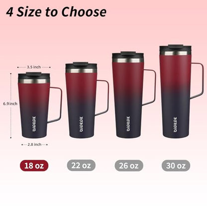 BJPKPK 18oz Insulated Tumbler with Handle, Lid & Straw, Stainless Steel | Double Wall Vacuum Insulated Coffee Travel Mug - Keeps Cold & Hot, BPA Free, Cupholder Fit for Office, Gym & Travel - color: Charming Red, size: 18 Ounces