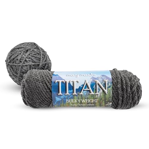 Mary Maxim Titan Bulky Yarn, Weight 5 Acrylic, Chunky Yarn for Crocheting and Knitting, Ideal for Thick, Soft Blankets, Throws, and Graph Style Sweaters, 80 Yards - Medium Grey - 1 Skein - color: Medium Grey