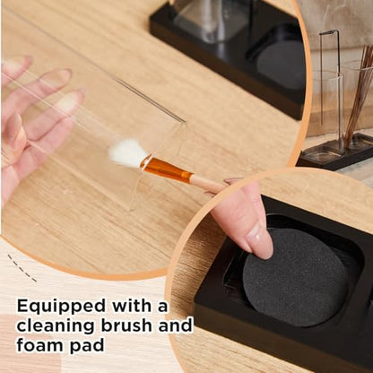Zhehao 4 Pcs 2 in 1 Incense Holder for Sticks with Glass Ash Catcher Kit, Includes 1 Upside Down Anti-ash Flying Incense Burner 1 Ash Brush and 2 Mats for Meditation, Yoga, Spa, Home Decor