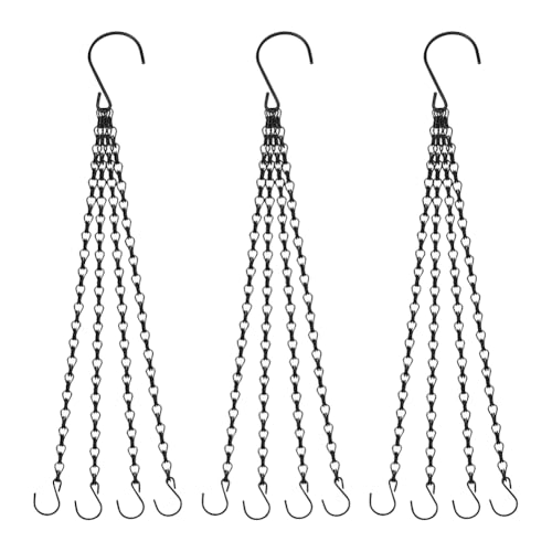 3 Pcs 23 Inch Adjustable Hanging Planter Chains Flower Pot Hanging Basket Chains Metal Chain Plant Hangers Bird Feeder Hanger Chain Potted Flower Hangers with Hooks for Lanterns Ornaments 4 Point - style: 4 point