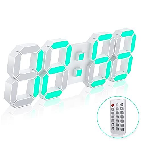 EDUP HOME® 15" Larger 3D LED Wall Clock with Remote Control, 7-Color RGB | Digital Alarm Clock with Adjustable Brightness, 12/24-Hour Time, Date & Temperature Display for Home & Office - color: Rgb Led Wall Clock 15“