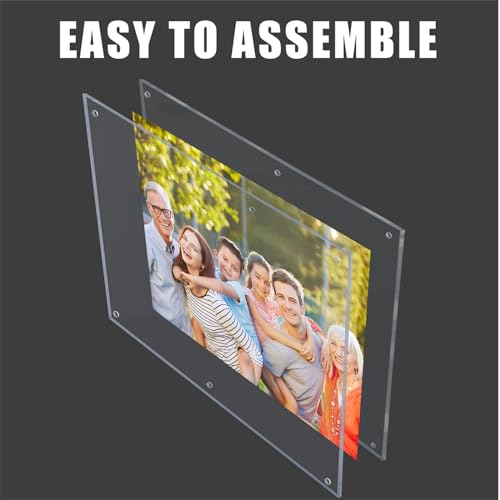 Kalami 16x20 Acrylic Wall Mount Picture Frame Self Adhesive | No Drill Holes Floating Frameless Clear Photo Frame for Poster Art Display - size: 16 x 20 in