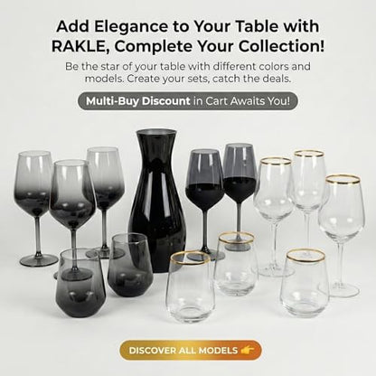 RAKLE Avantgarde Stemless Wine Glasses Set of 4, 14.3oz Gold Rimmed Drinking Tumblers for Red White Rose Wine and Cocktails, Lead-Free Durable Dishwasher Safe Glassware, Elegant Gold Accented Design - color: Gold-rimmed stemless