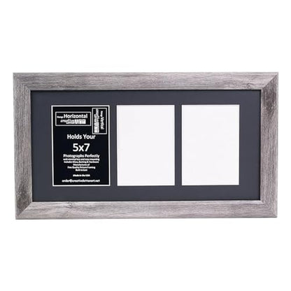 Creative Letter Art 3 Opening Driftwood Picture Frame with Glass to hold 5 by 7 inch Photographs including 10x20-inch Black Mat Collage - color: 3 opening, size: Driftwood w/ Black