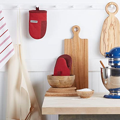 KitchenAid Beacon Two-Tone Non-Slip Mini Oven Mitt Set, Passion Red/Bordeaux, 5.5"x8", 2 Piece - color: Passion Red/Bordeaux