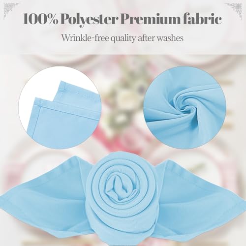 PLOYMONO Baby Blue Cloth Napkins - 8 Pack 17"x17" Polyester Dinner Napkins | Heavy Duty 180 GSM Cloth Napkins with Hemmed Edges - Great for Restaurants, Weddings, Parties, Banquets Dinner - color: Baby Blue
