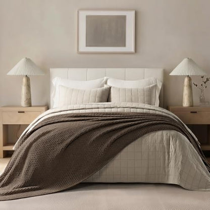 EVERGRACEHOME Chunky Chenille Knit Throw Blanket, 108x92, Cocoa Brown | Sculpted Moss Stitch, Chic Modern Farmhouse, All-Season Warmth, OEKO-TEX® Certified, Oversized King for Couch, Bed, Sofa - color: Cocoa Brown, size: 108" X 92"