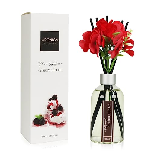 Red Bathroom Decor, Cherry House Decor Fall Nick Nacks, Apartment Accessories for Small Desk, Christmas Decor Ideas for Little Office Space, Poppy Themed Reed Diffuser - color: Cherry Jubilee
