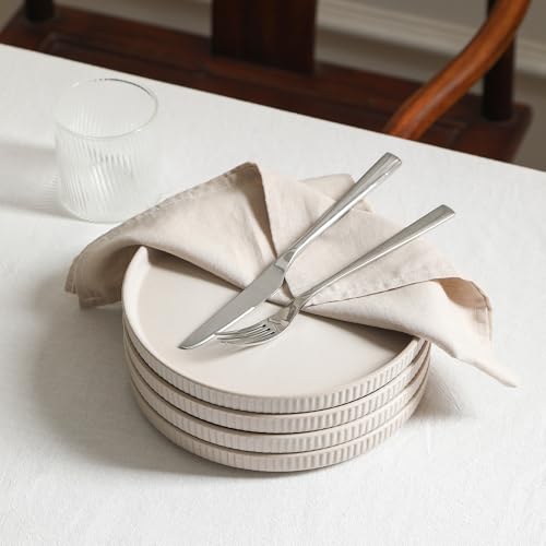 Stone Lain Haven Modern Stoneware 4 Piece Dinner Plates Sets, Dish Set for 4,Reactive Glaze Beige - color: Beige, size: 4-Piece - Dinner Plate