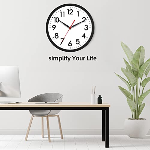 AKCISOT 10 Inch Wall Clock, Silent Battery Operated Analog Clock, Black | Classroom | Kitchen | Office | Easy to Read Numbers | Garage - color: A_black, size: 10 Inch