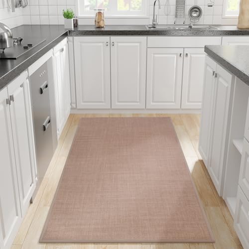 Hargiis Kitchen Rug, Rubber Non Slip Kitchen Rugs Washable, Absorbent Runner Mat for Floor, Machine Washable Standing Mats for in Front of Sink, Door, Laundry, Entryway, Hallway (Camel, 71" × 35.5") - color: Camel, size: 71" x 35.5"