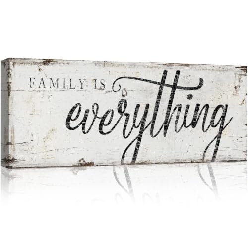 pureluca Family is Everything Wall Art, Distressed Wood Texture Canvas Sign for Living Room Bedroom, Farmhouse Sweet Home Quote Decor, 6x17 Inches - color: AC26-022-family is everything, size: 17L" x 6W"