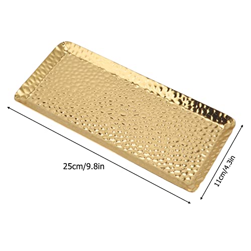 Hammered Tray, Stainless Steel Mirror Polished Serving Platter with Elegant Design, Perfect for Desserts and Fruits for Home Kitchen (Gold) - color: Gold
