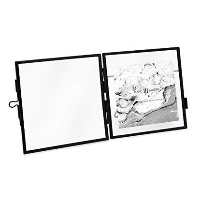 Isaac Jacobs 4x4 Black Metal Floating Photo Frame, Locket Closure | Modern Style Brass and Glass, Metal Floating Desk Photo Frame, with Locket Closure, Art, Mementos & Keepsakes - size: 4x4