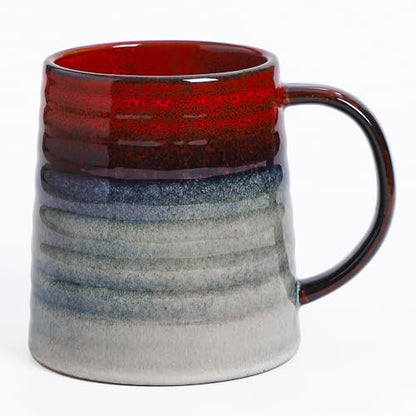 Mkour 23oz Extra Large Ceramic Coffee Mugs, Handmade Cup, Big Tea Cups with Large Handle for Office and Home, Microwave and Dishwasher Safe (Ink Red) - color: Ink Red