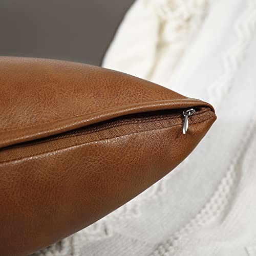PANOD Luxury Full Body Pillow Covers 50x150 cm,Decorative Premium Faux Leather Long Pillow Covers for Farmhouse Sofa Couch Bed Livingroom,Vegan Brown,20 x 60 Inches - size: 59" x 20" (Pack of 1)