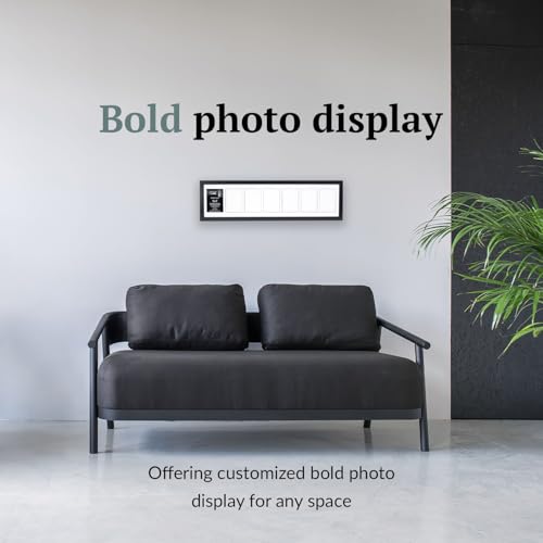 Creative Letter Art 7 Opening Glass Face Black Picture Frame to hold 5 by 7 inch Photographs including 10x40-inch White Mat Collage - color: 7 opening, size: Black w/ White
