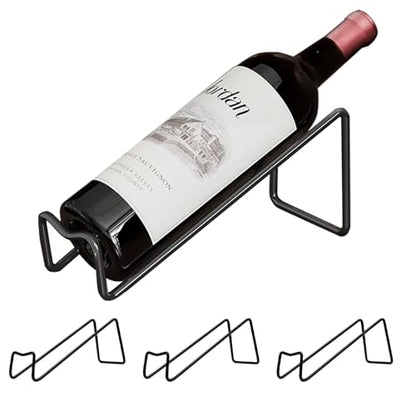 4-Pack Countertop Wine Bottle Holder, Small Metal Wire Wine Rack Stand for Tabletop Storage, Cabinet, Pantry, Bar, and Kitchen Organization (Black) - color: Black
