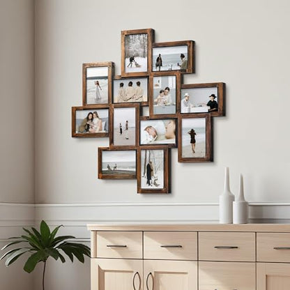 Jerry & Maggie - Photo Frame 24x24 Square Storm Eye PVC Picture Frame Selfie Gallery Collage Wall Hanging for 6x4 Photo - 12 Photo Sockets - Wall Mounting Design (Gold Rusted) - color: Golden