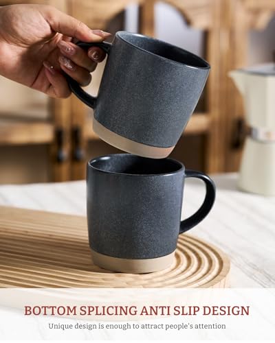 famiware Coffee Mugs Set of 4, Milkyway 13 oz Ceramic Cup Set with Handle | Stoneware Mug Set for Tea, Coffee, Latte, Cappuccino, Cocoa, Microwave and Dishwasher Safe, Matte Dark Charcoal - color: Milkyway-Matte Dark Charcoal, size: 4 Count (Pack of 1)